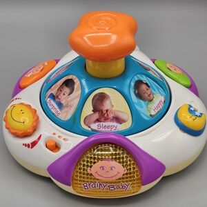 Brainy Baby VTech Creative Thinking Spin Toy Emotions Right Brain Faces Vtg Flaw